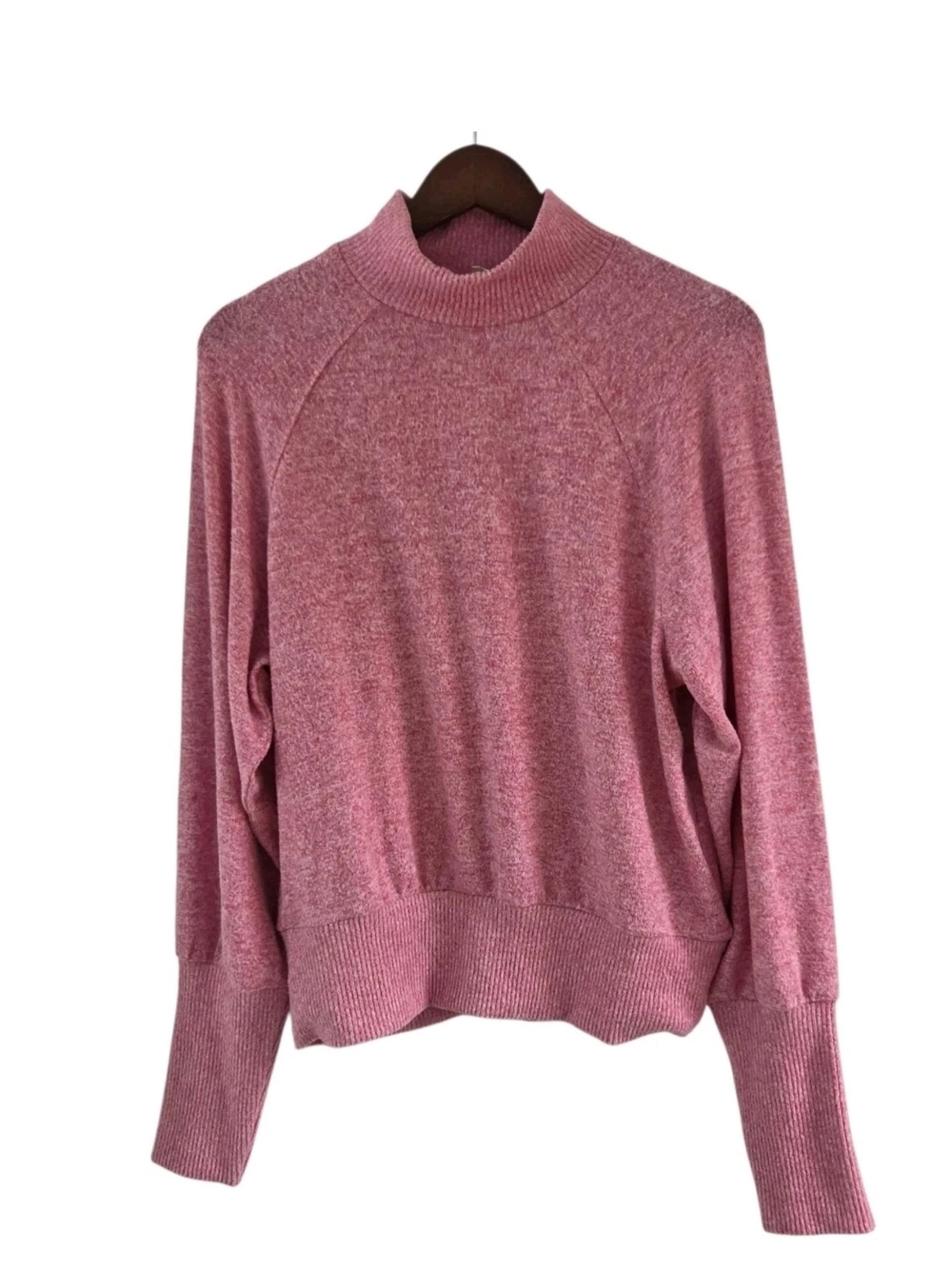 Anthropologie Maeve Laney Pink Marled Mock Neck Soft Sweater Top Womens Size M